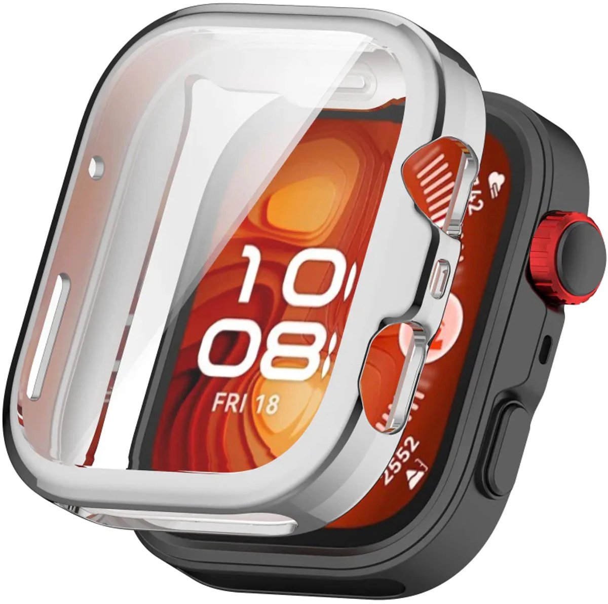 Strap-it TPU hoesje – geschikt voor Huawei Watch Fit 5 Pro – Schokbestendig - Lichtgewicht - Optimale bescherming – Zilver