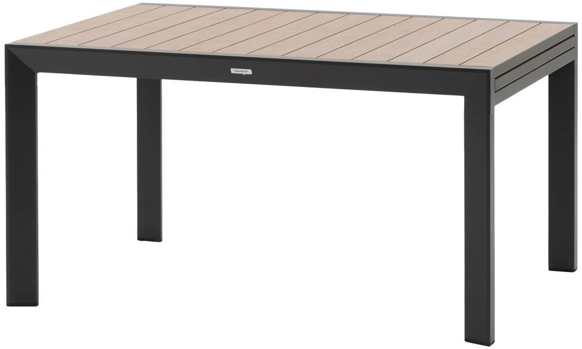 Uitschuifbare tuintafel voor 10 personen van aluminium met houteffect ÉVASION