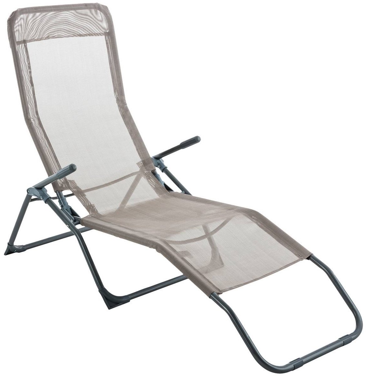 Bol.com Ligbed Siesta - Opklapbaar - Metaal - Taupe - 140 x 61 x 95 cm aanbieding