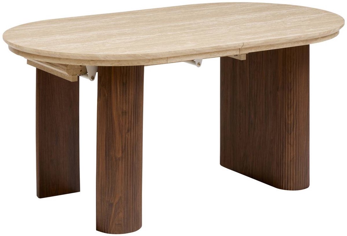 Uitschuifbare eettafel voor 10 personen met travertin- en houtlook ITAGUAI