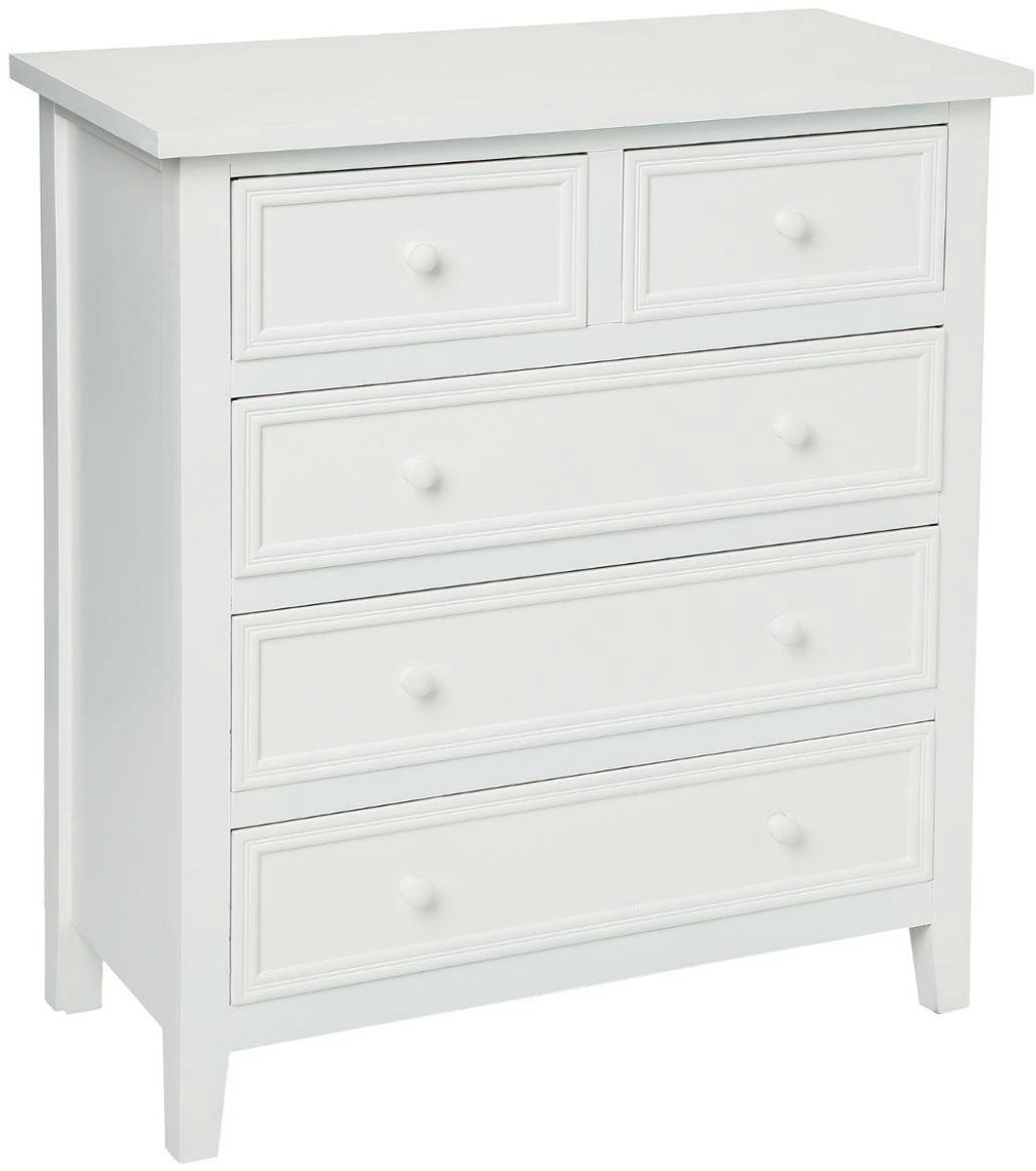 Atmosphera Créateur d'intérieur® Commode met 5 lades en sierlijsten, gebleekt hout CHARME Blanc