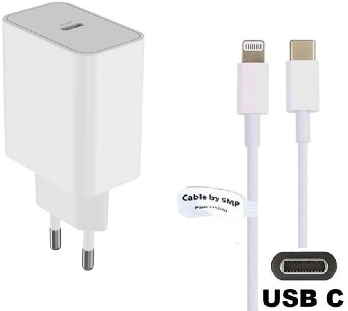 OneOne 45W super snellader en screenprotector van glas voor iPhone 13 Pro Max en iPhone 14 Plus + 1,2m USB C naar Lightning kabel. PD lader. Universele oplader adapter. Glazen screenprotector past op Apple iPhone 13 Pro Max & iPhone 14 Plus