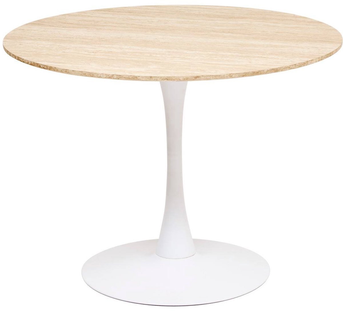 Atmosphera Créateur d'intérieur® Ronde eettafel voor 4 personen met travertin-look ELIAS Blanc