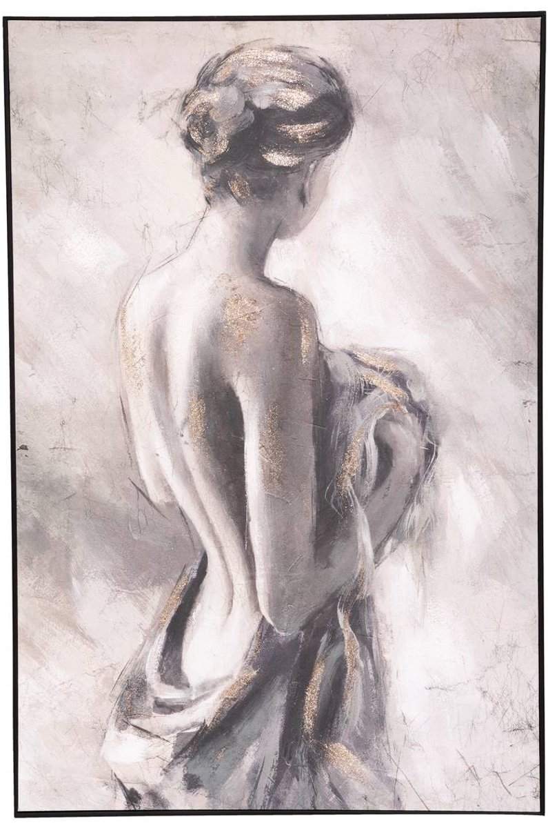 Ingelijst schilderij met aquarel van een vrouwelijk lichaam NAKED