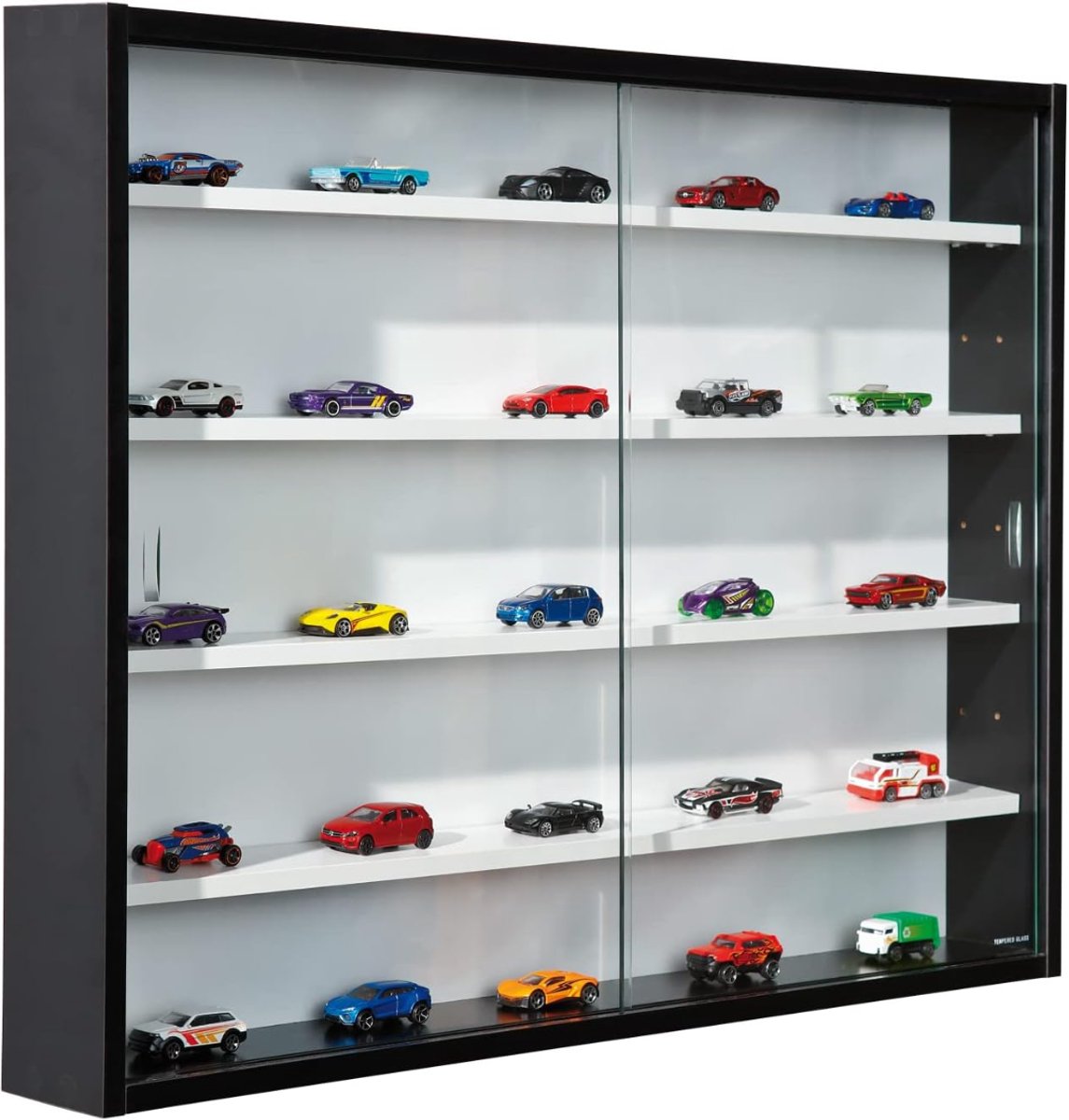 KIRA® Vitrinekast Met Glas - Wandvitrine - Hangende Vitrinekast met Glazen Deuren - Wandvitrinekast - Zwart/Wit - 10cm x 80cm x 60cm