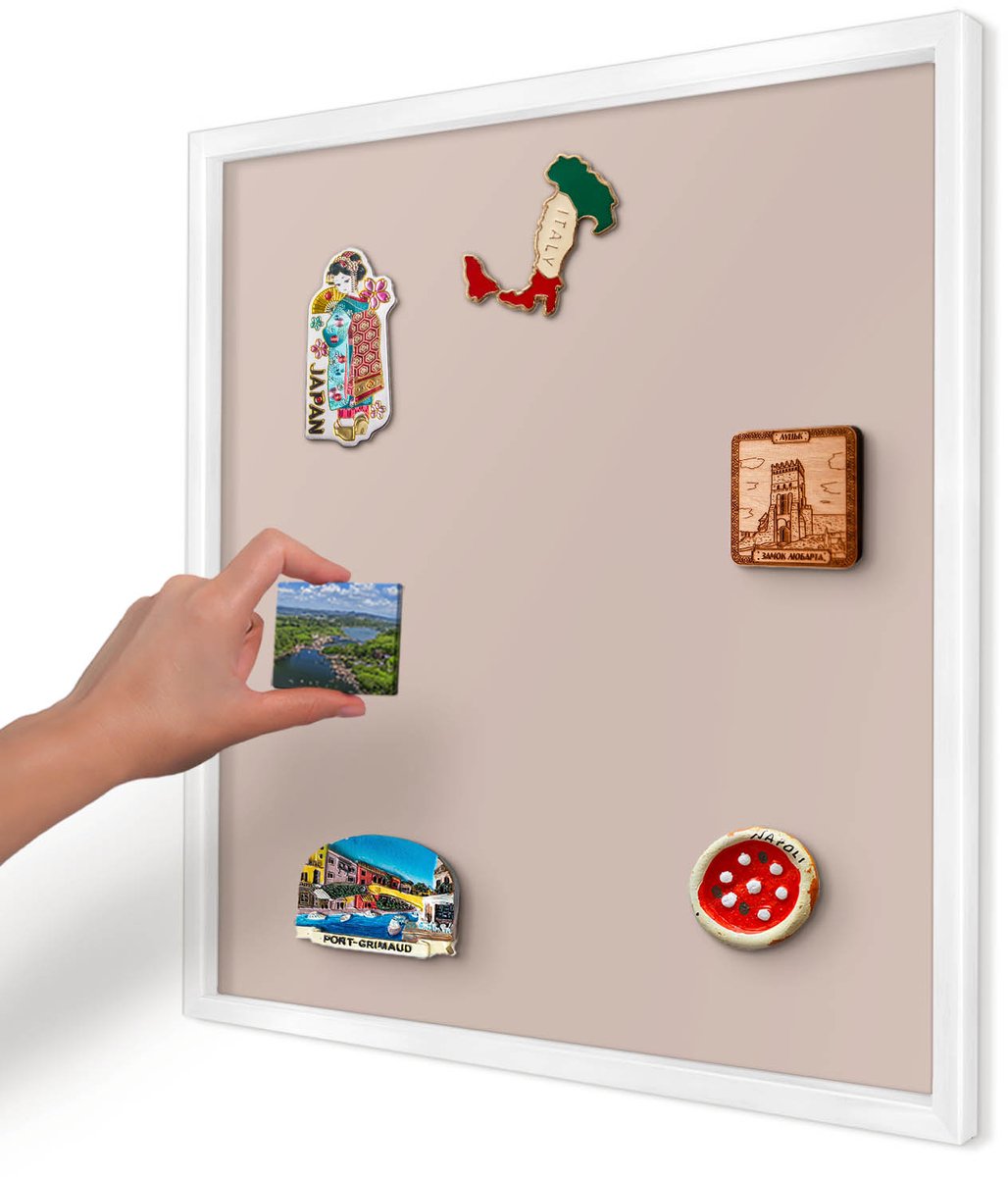 Artprintcave Roze Magneetbord mit Witte Lijst - 50x50 cm - Beige Roze Magneetbord Voor Keuken - Minimalist Magneet Bord mit Frame - Achtergronden En Patronen