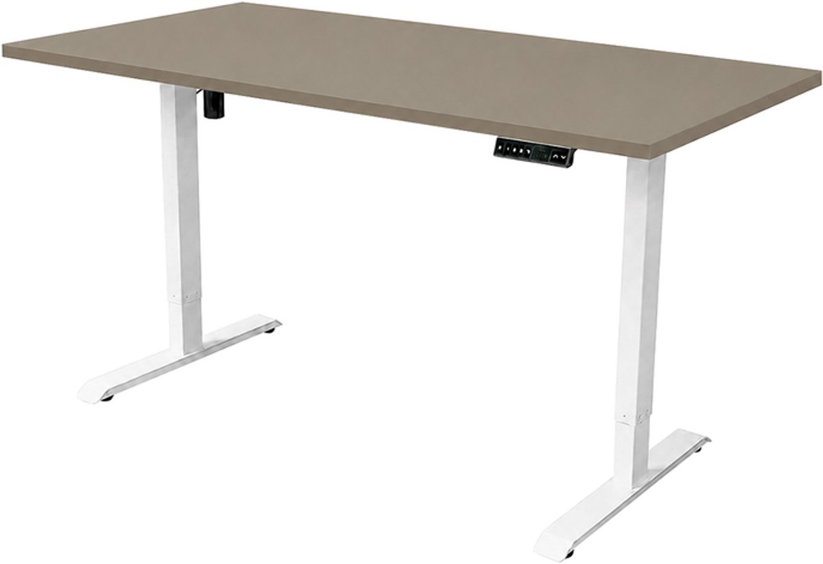 Sedero Elektrisch verstelbaar bureau - 140x80 cm - Single motor - Wit / Taupe