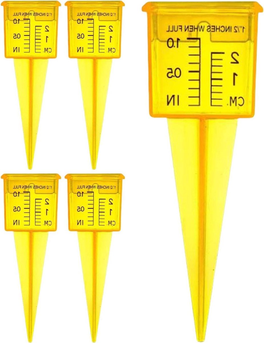 Regenmeter Tuin - Sproeier Meter - Waterhuishouding Meten - Brede Mond - 5-delig - Transparant