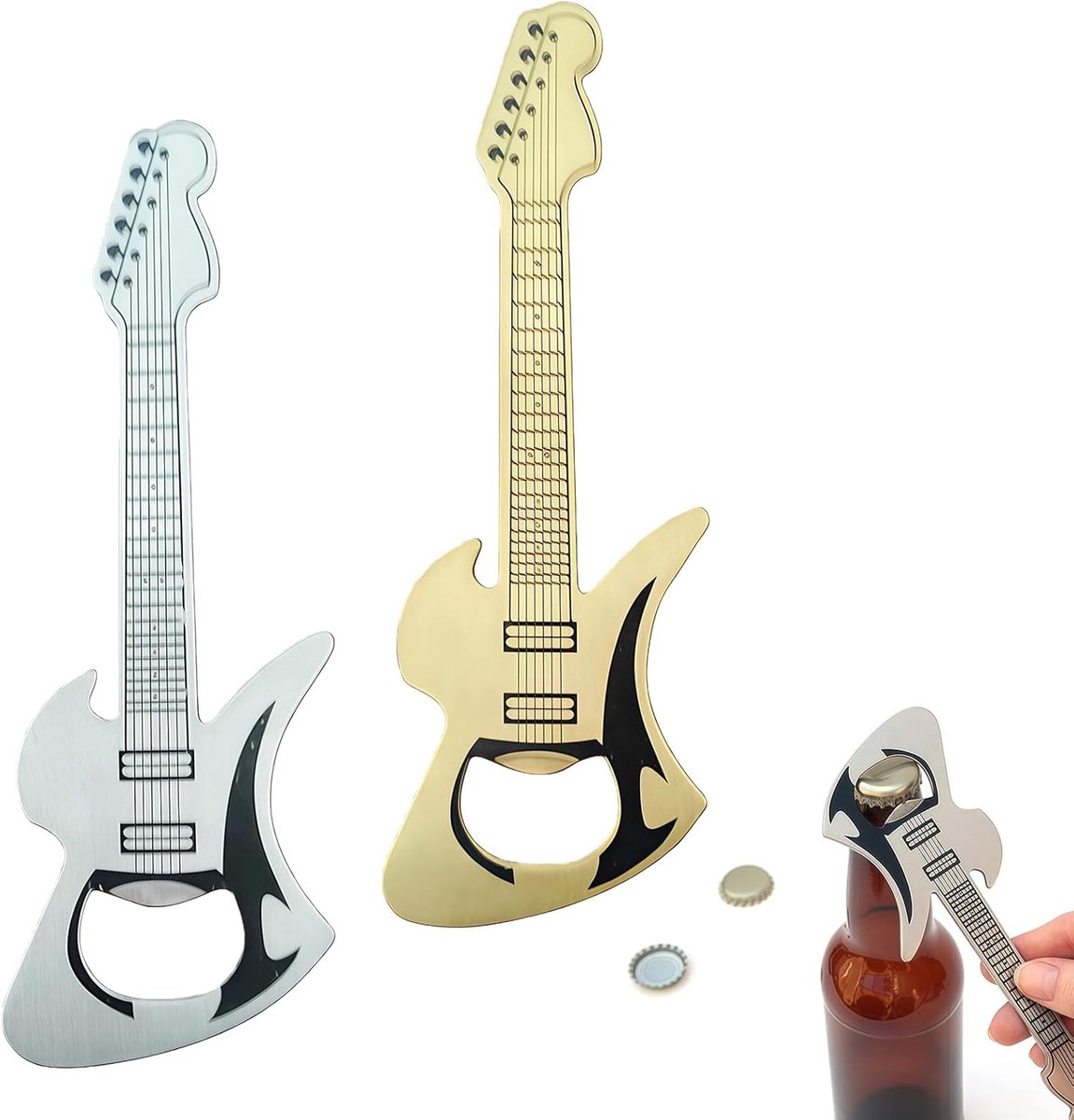 Flessenopener gitaarvorm - Roestvrij staal - Creatief ontwerp - Perfect voor muziekliefhebbers - ShopVlot