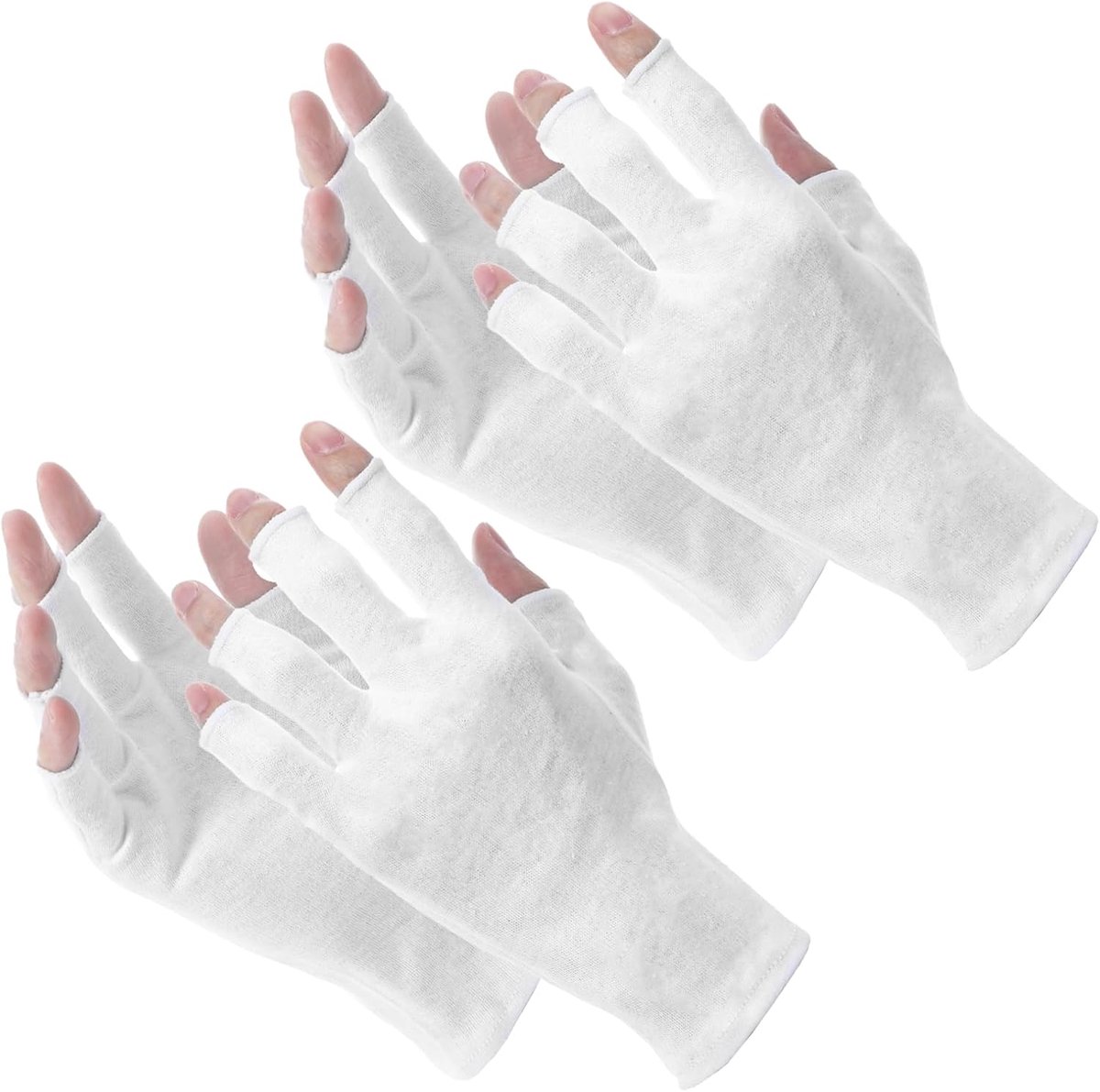 Katoenen Vingerloze Handschoenen Wit - Ademend en Zweetabsorberend - Ideaal voor Eczema en Handverzorging - 2 Paar - ShopVlot