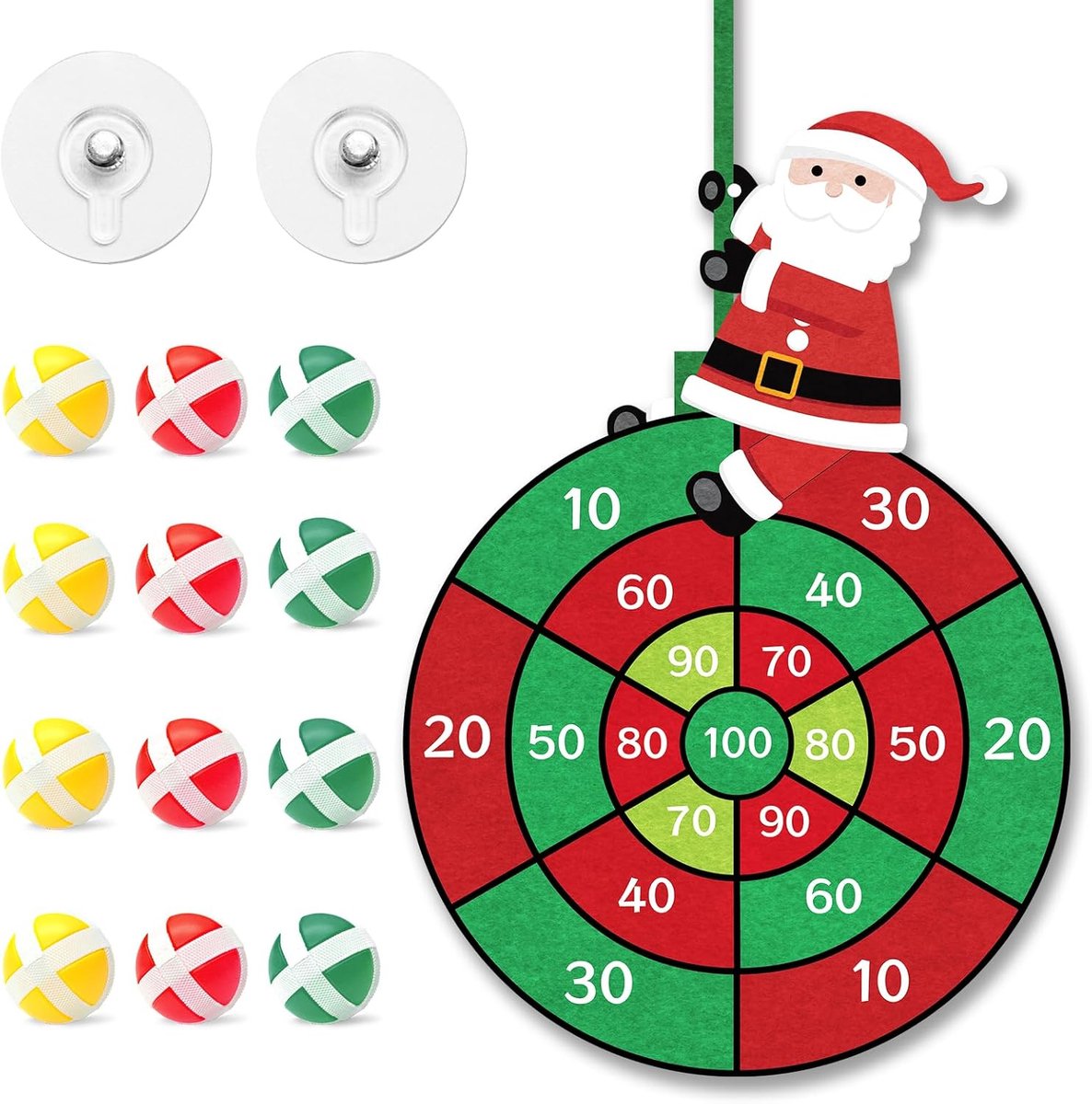 Dartbord voor kinderen met 12 plakkende ballen - kerstthema - geschikt voor jongens en meisjes 3-9 jaar - ShopVlot