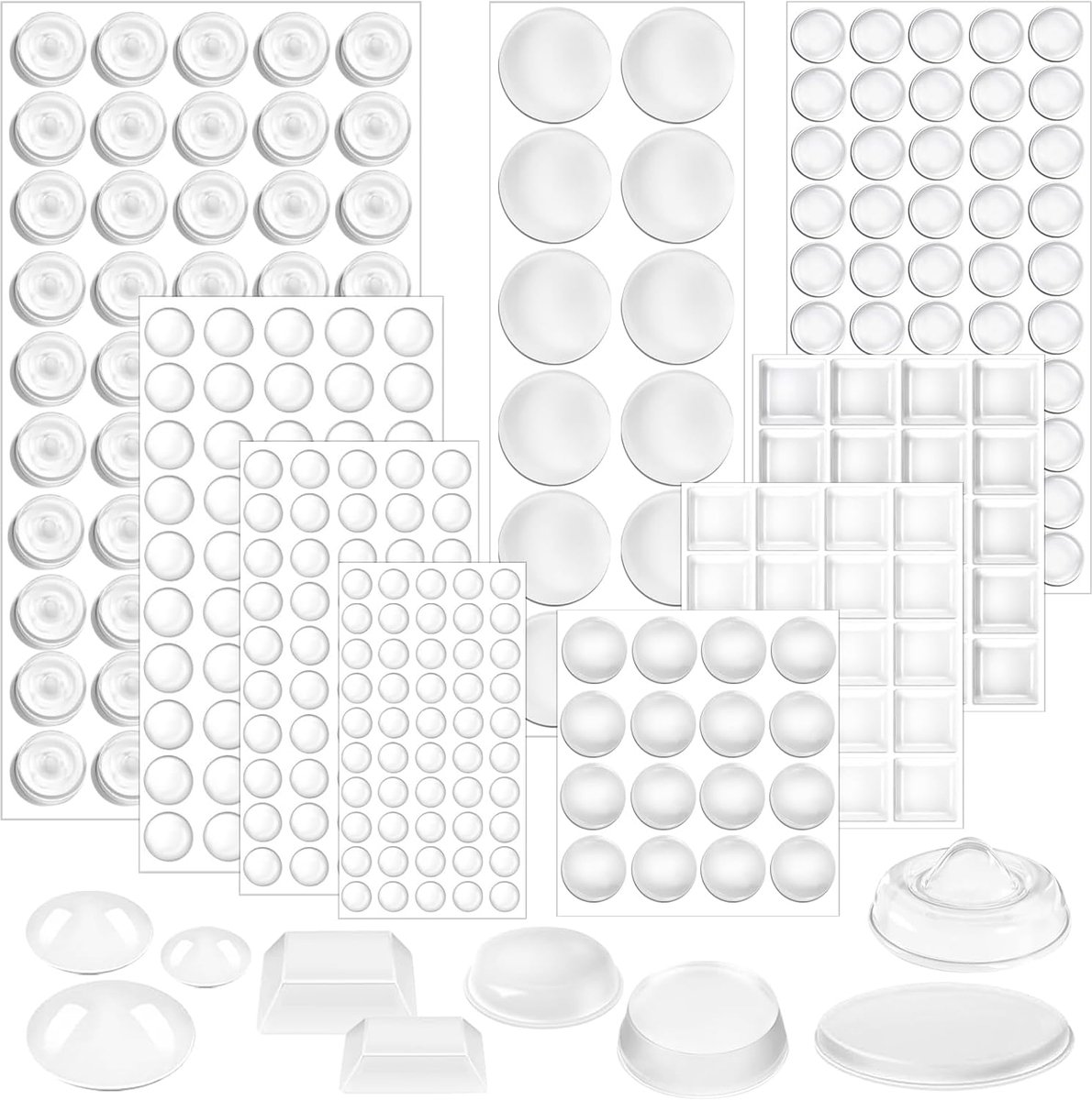 300 Pieces Rubber Feet Self-Adhesive 9 Sizes Transparent 4 Shapes Noise Reduction Wall Buffer for Doors, Walls and - ShopVlot