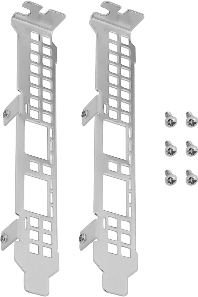 SnelShoppen - 2 Stuks Volledige Hoogte Profiel Bevestigingsbeugel met Schroeven Geschikt voor Netwerkkaarten 10G/25G - Duurzaam Metaal - Stabiele Mont