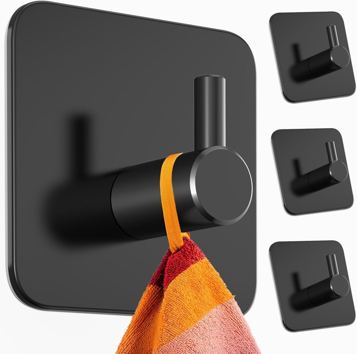 SnelShoppen - Set van 4 Zelfklevende Haken, Max 8 kg Draagvermogen, Handdoekhaken, Veelzijdige Zelfklevende Wandhaken voor Badkamers, Keukens, Deuren