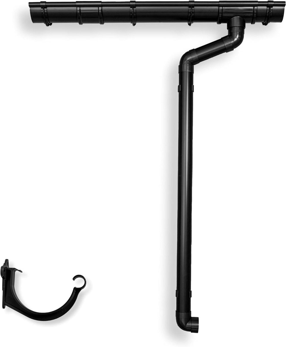 Dakgoot Set - Regenpijp Systeem - Water Afvoeren - Compleet Kunststof PVC - Tot 10m Daklengte - Antraciet