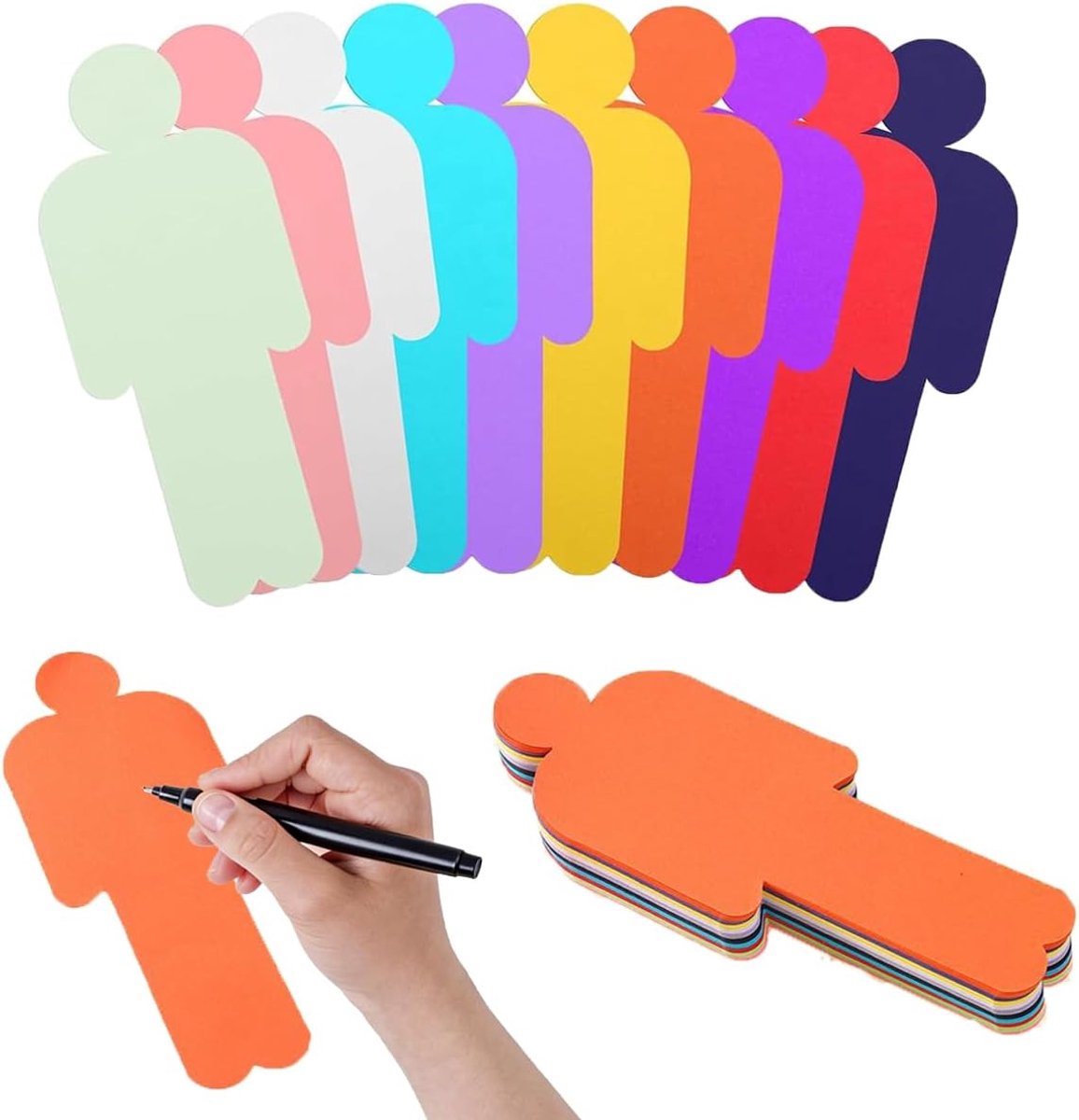 Kleurrijke moderatiekaarten 20 x 8 cm mens 10 kleuren metaplankaarten set moderatiekoffer leerkaarten blanco - ShopVlot