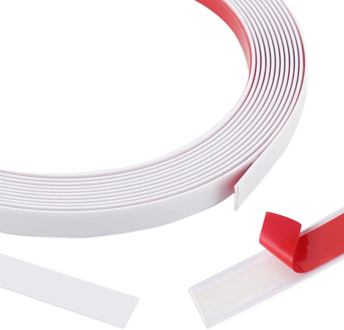 Flexible Self-Adhesive Decorative Mouldings, 10 m x 1 cm, Matte White, PVC Wall Strips & Edge Protection for Walls - ShopVlot