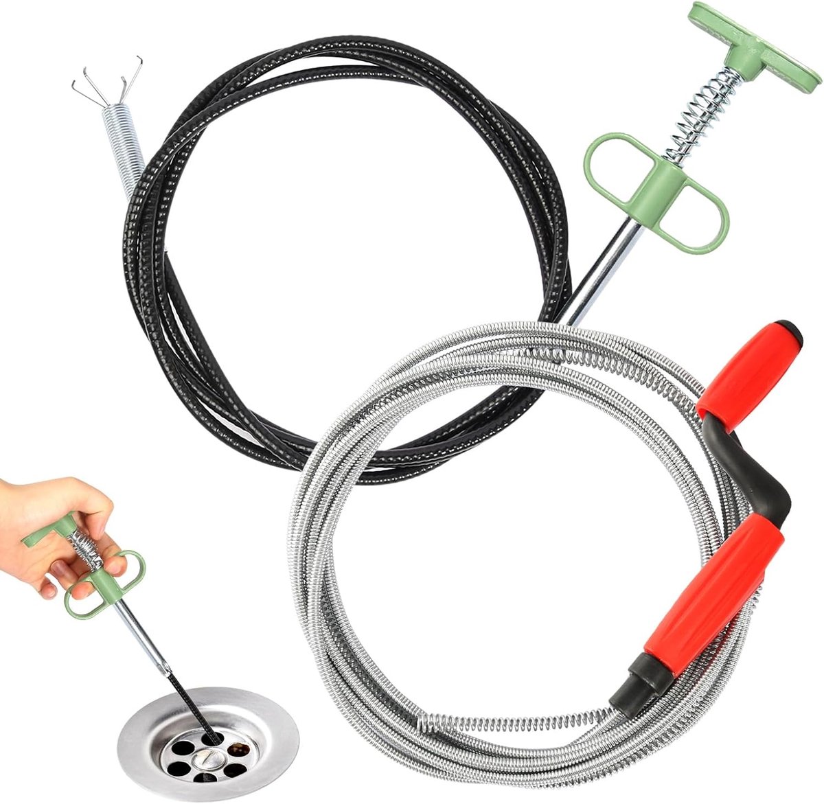 SnelShoppen - Pipe Cleaning Spiral, Afvoerreiniger, 5 m x 6 mm, Spiralen, Universele Afvoerspiralen, Duurzaam Koolschoonmaakgereedschap, Voor Hardnekk