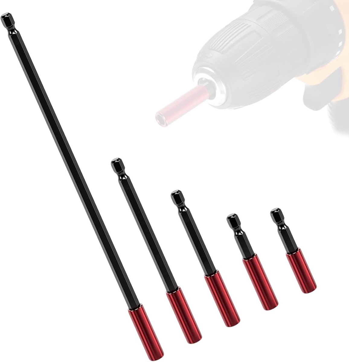 magnetische bithouders 5 stuks - schroevendraaierverlenging 50/60/100/150/300 mm - 1/4 inch zeskantschacht - ShopVlot