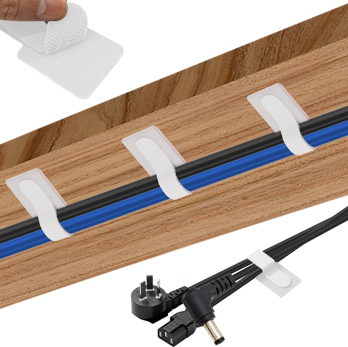 SnelShoppen - 30 Witte Kabelorganizers Set voor Bureau, Kabels Verbergen voor Monitoren, Sfeerverlichting, Kantooraccessoires