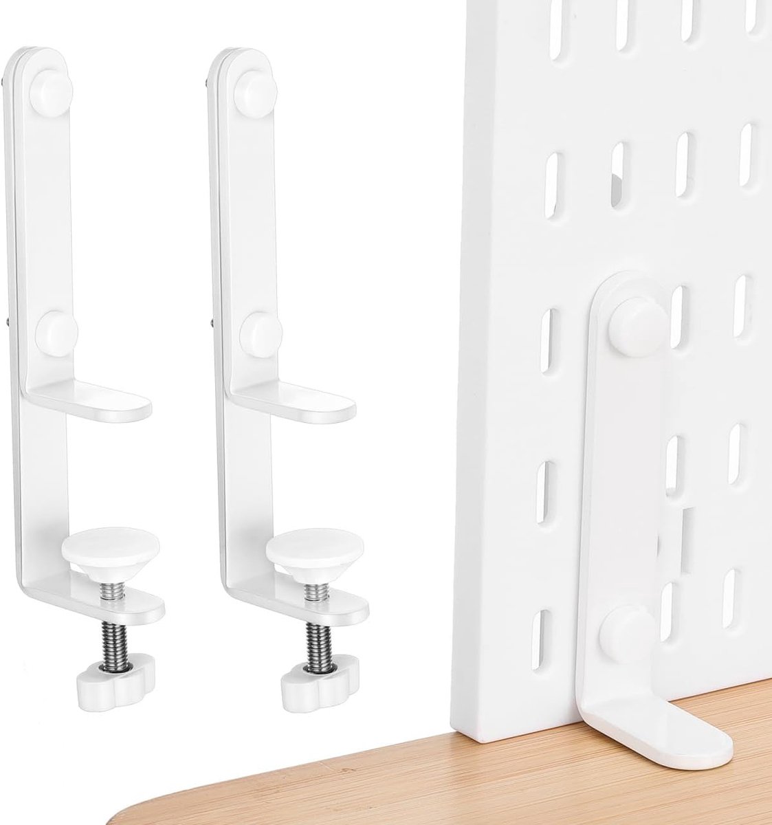 SnelShoppen - 2 Stuks Perforatieplaten Presentatiestandaard van Duurzaam IJzer met Flexibele Tafelmontage voor Werkplekken en Hobbyruimtes