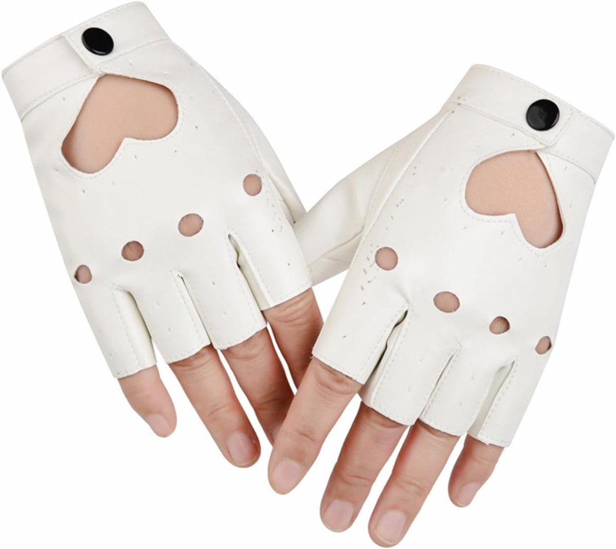 vingerloze handschoenen zwart - leder - punk stijl - ideaal voor motorfiets en dans - ShopVlot