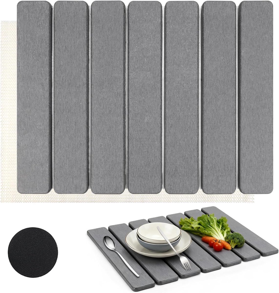 Mumjooyi Draining Mat Water Absorbent Diatomaceous Earth Mat Kitchen 40x30cm Foldable Sink Mat Draining Mat Quick - ShopVlot