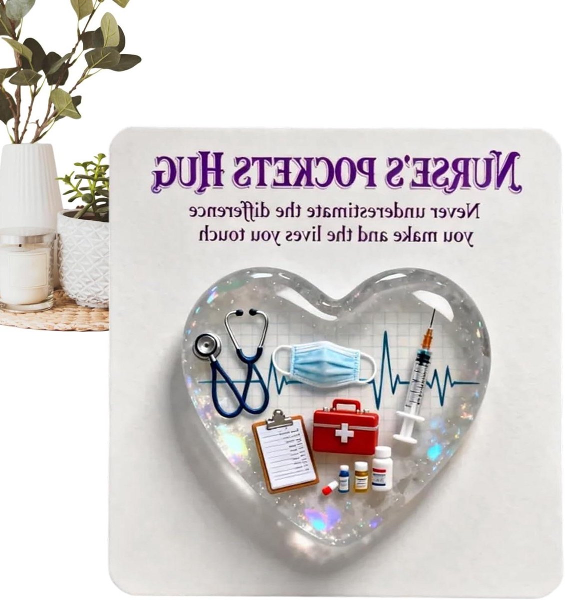 Inspiratiekaart - Motivatiekaart Souvenir - Zorgen Bemoedigen - Hartvormig Acryl - 10 cm Kaart - Stijl A