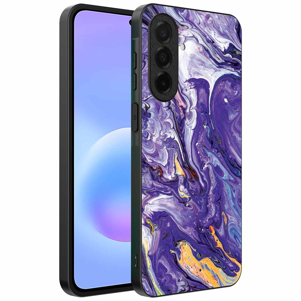 Geschikt voor Samsung Galaxy A57 Telefoonhoesje met Paars Goud Marmer Opdruk - TPU Backcover Case Purple Gold Marble Design - Paars Goud - Smartphonica geschikt voor Samsung Galaxy A57