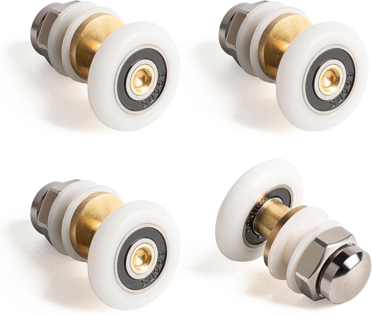 SnelShoppen - 4 Stuks Douchedeur Roller Runners 25mm, Vervangingswielen voor Douchedeur, Glijdende Deurrollen voor Gebogen en Rechte Deuren