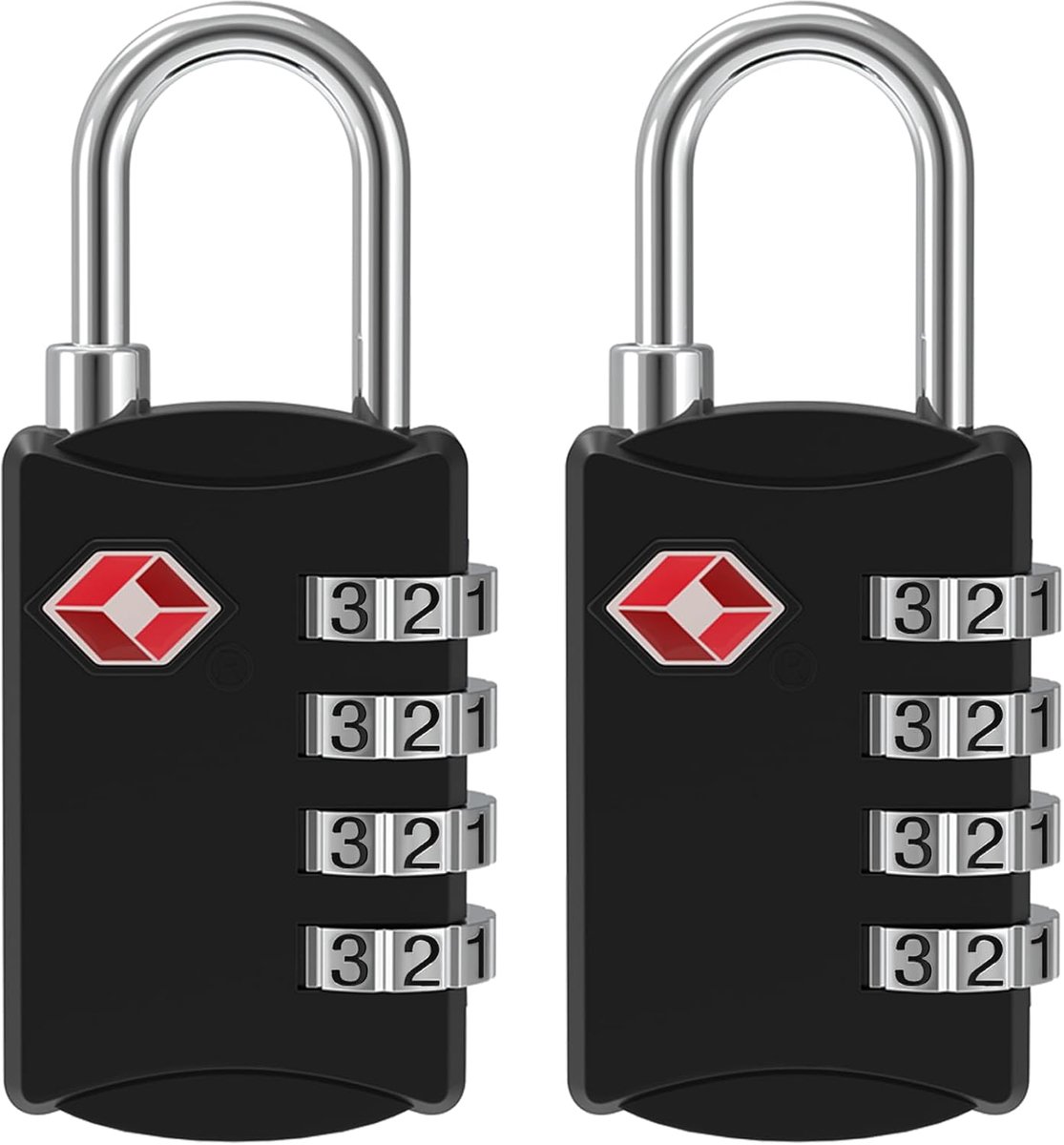 SnelShoppen - 4 Digit TSA Koffer Sleutelsloten [2 Stuks] Hoge Sterkte Zink Legering Veiligheid Combinatiesloten Code Slot voor Koffers, Rugzakken, Rei