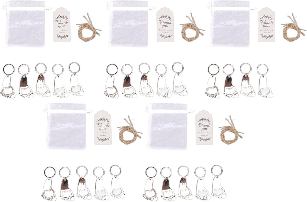 SnelShoppen - Baby Voetafdruk Sleutelhanger 24 Sets - Multifunctionele Baby Shower Party Favor, Rustpreventie, Mooi Schrijfbordje voor Bruiloft en Fee