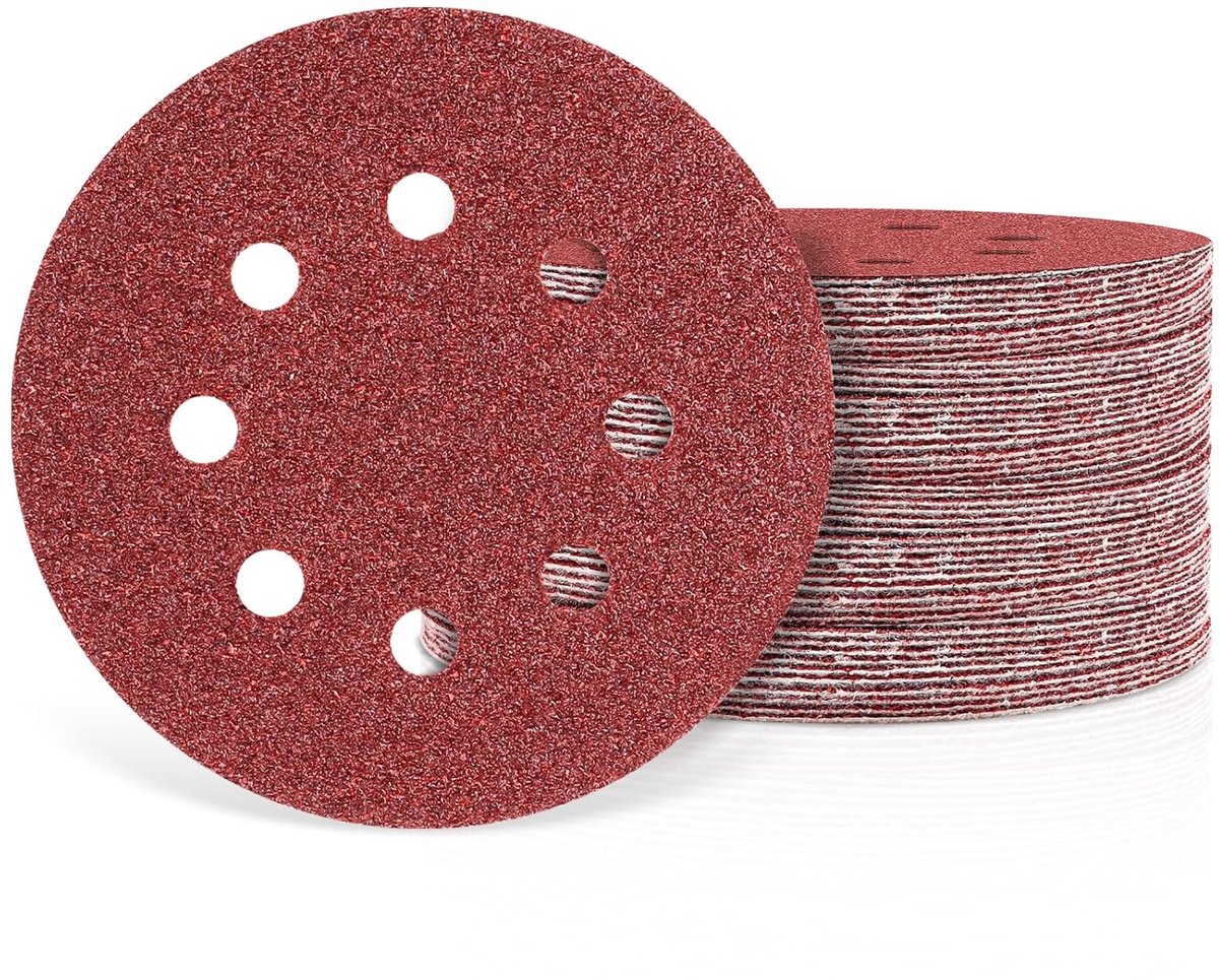 SnelShoppen - Schuurpapier Rond 125 mm, 30 Stuks, 8 Gaten, Diverse Korrelgroottes 40/60/80/120/240/320, Perfect voor Excentrische Schuurmachines