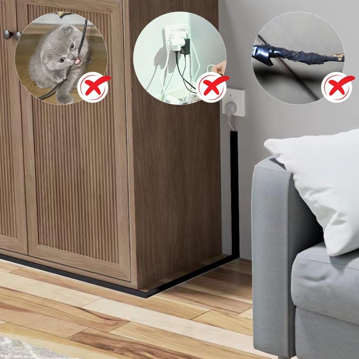 Kabelgoot zelfklevend 3m x 20mm - Flexibel zwart - Eenvoudige installatie - Veilig kabelbeheer - ShopVlot