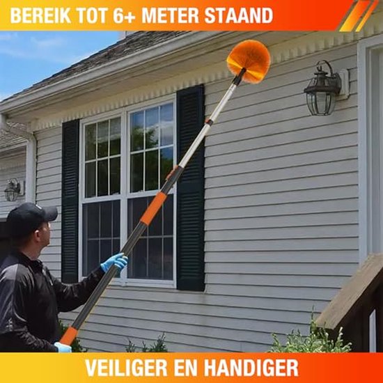 Spinnenweb Stoffer - Stofwisser Telescoop - Hoge Plekken Reinigen - Uitschuifbaar Tot 7.9 Meter - 7.9 Meter - Grijs — afbeelding 2