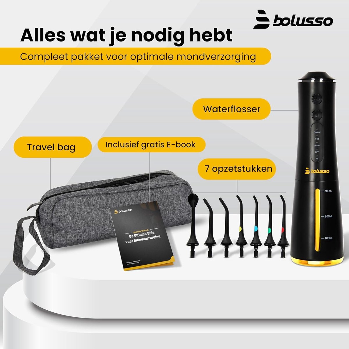 Draadloze Waterflosser Set - Compact en Lichtgewicht - Inclusief 7 Opzetstukken - Voor Persoonlijke Mondverzorging - Geschikt voor Gezinnen