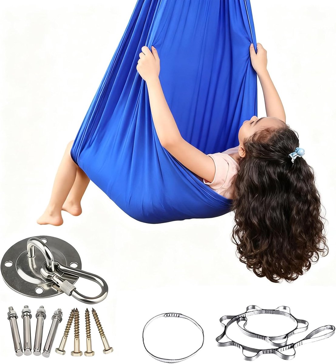 Hangmat - Schommelstoel Relaxstoel - Ontspannen Buiten - Elastische Houder - 280 x 100 cm - Saffier