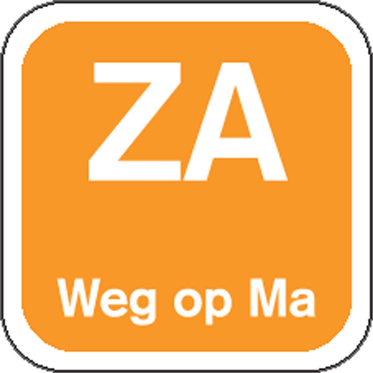 Label - ZA weg op - papier - afwasbaar - 19x19mm - oranje - rol à 1000 stuks