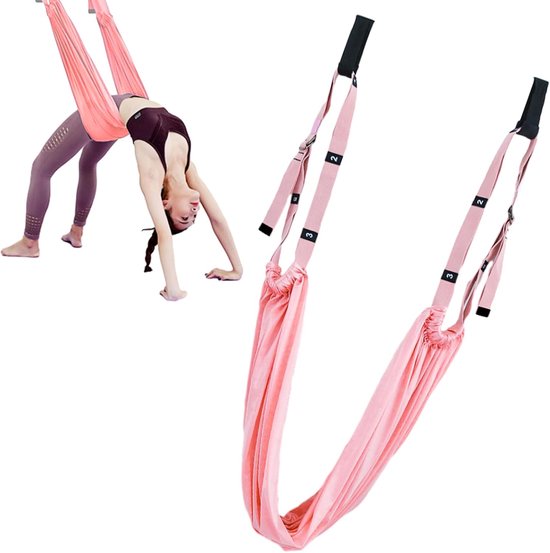 Yoga Swing Straps - Luchtyoga Touw - Flexibiliteit Verbeteren - Anti-zwaartekracht Houders - 28.1 x 13.9 x 13.1 cm - Roze — afbeelding 5