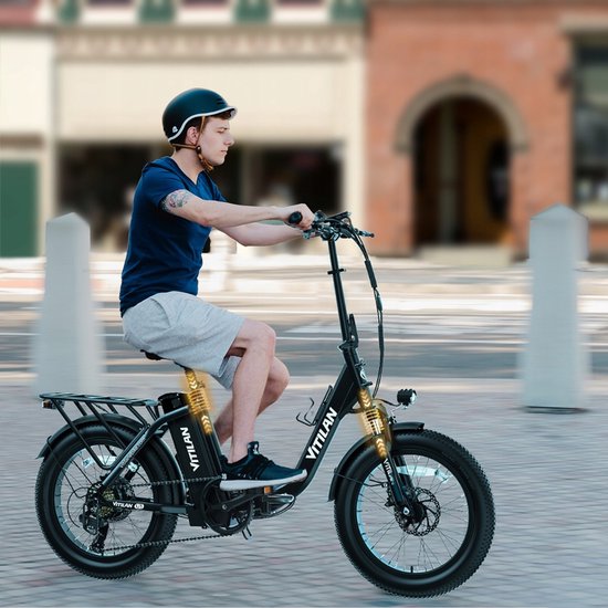VITILAN U3 Opvouwbare Elektrische Fiets - 48V 13Ah Accu, 120km Bereik, 20" Vetbanden, 7-Speed Shimano, Dubbel Geveerd - Zwart — afbeelding 5