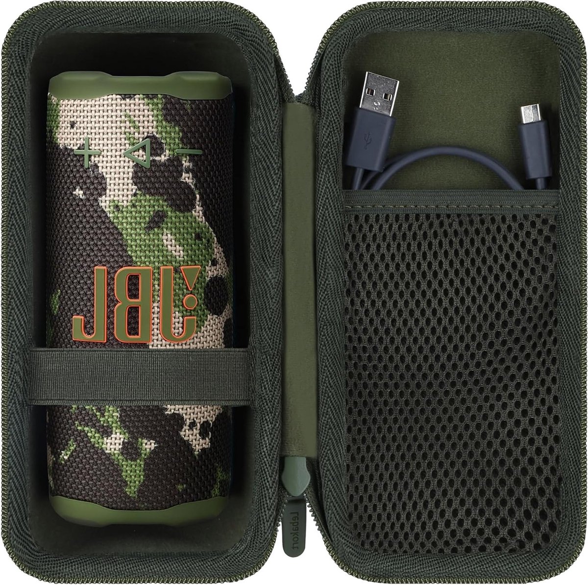 Duurzame Hard Protective Case voor Compacte Bluetooth Speaker in Olijfgroen met Schokbestendige Bescherming