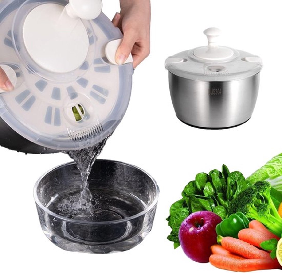 Dailygoody - Salade Spinner - Groente Spinner - Handmatige Sla Cleaner - 5L
