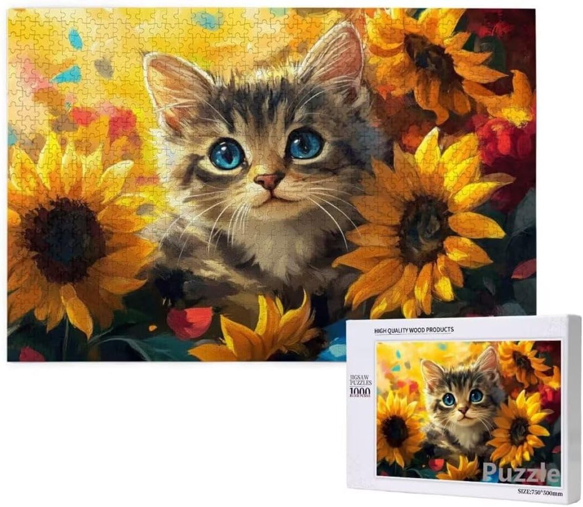 Puzzel 3000 stukjes - Legpuzzel volwassenen - Ontspanning en vermaak - Uniek gesneden stukjes - 122 x 81 cm - Zonnebloem