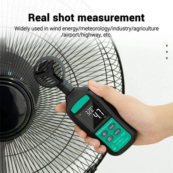 Handzame Anemometer - Windmeter Luchtstroommeter - Windsnelheid Meten - Hoge Precisie 3-in-1 - 0.4-30m/s - Grijs — afbeelding 2
