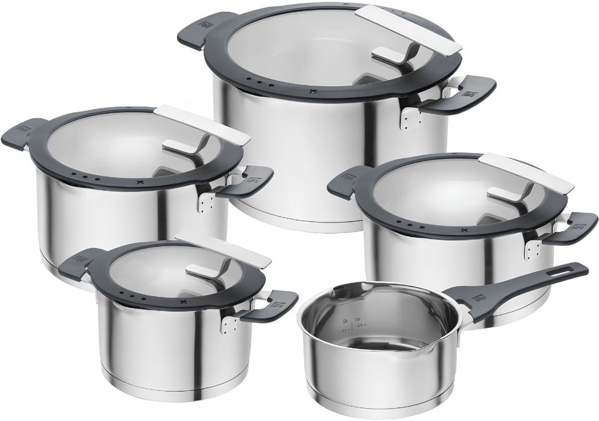 SP® Pannenset - 5 Stuks Pannen - Pan Set - Zilver-Zwart - 62cm x 36cm x 28cm