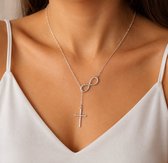 Infinity Kruis Ketting - Kruisje - Dames Ketting - Heren Ketting - Premium RVS - Zilverkleurig - Elegant Tijdloos Design