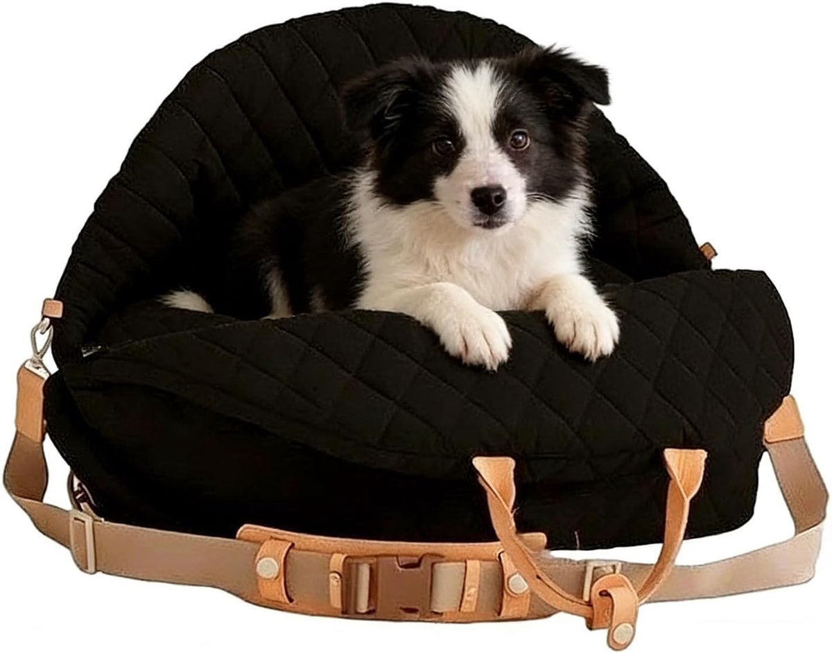 Autostoel voor Honden - Reistas Dieren - Veilig Reizen - Drukverlagend Ontwerp - 40 x 30 x 6 cm - Zwart
