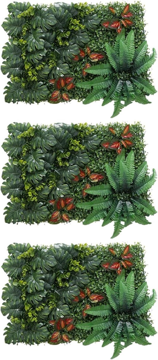 Kunstgras Panelen - Decoratie Gras - Achtergrond Maken - Eenvoudig Bevestigen - 3 Stuks - Groen