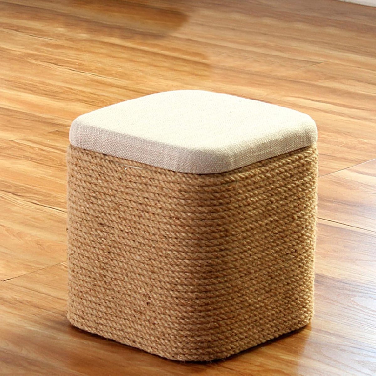 Opbergpoef - Voetenbank - Ruimte Organiseren - Rotan Constructie - 40x40x40 cm - Natuurlijk