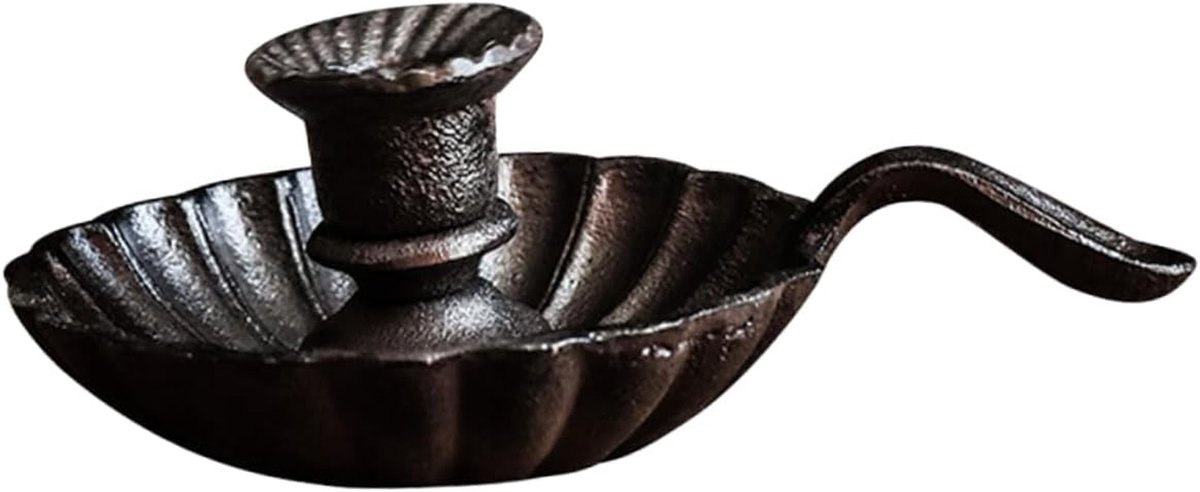 Kandelaar IJzer - Decoratieve Houder - Huis Versieren - Rustieke Stijl - 20 cm Lengte - Zwart